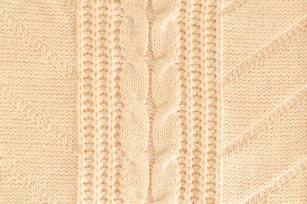 Bézs Kötött Gyapjúszövet Textúra Felülnézet — Stock Fotó