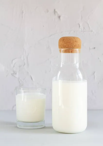 Frasco Vintage Iogurte Caseiro Kefir Leite Fermentado Creme Azedo Lado — Fotografia de Stock