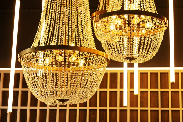 Beautiful Luxury Ceiling Crystal Chandeliers — Stock Photo, Image