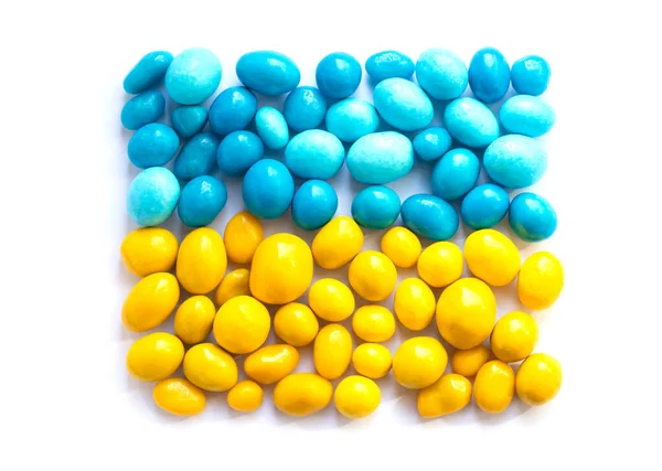 Candy Blue Yellow Colors Ukrainian Flag Stand Ukraine Unity Concept — Stock Photo, Image