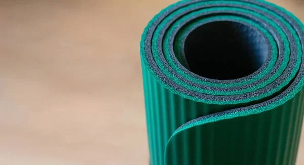 Roll yoga mat or mattress banner background