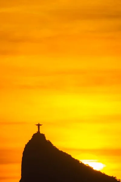 Rio Janeiro Brésil Circa 2021 Panorama Christ Rédempteur Coucher Soleil — Photo