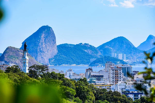 Rio Janeiro Brasile Circa 2021 Foto Sugarloaf Mountain Con Basilica — Foto Stock