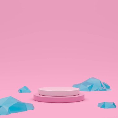 Soyut arkaplan, ürün gösterimi için podyum geometri şekilli sahneyi taklit et. 3B görüntüleme