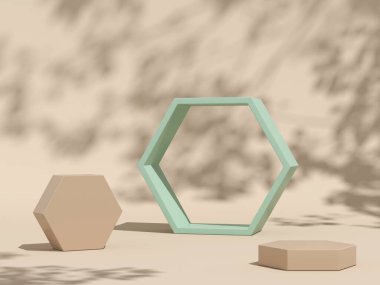 Arkaplan 3D sahne boş podyum, ürün görüntüleme en düşük biçim ve geometrik şekil nesne ile taklit edilir. 3d hazırlayıcı