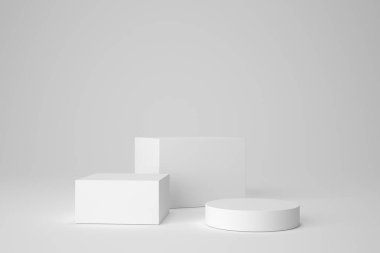 Arkaplan 3D sahne boş podyum, ürün görüntüleme en düşük biçim ve geometrik şekil nesne ile taklit edilir. 3d hazırlayıcı