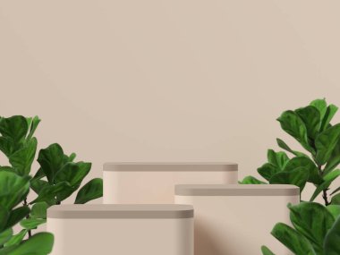 Arkaplan 3D sahne boş podyum, ürün görüntüleme en düşük biçim ve geometrik şekil nesne ile taklit edilir. 3d hazırlayıcı