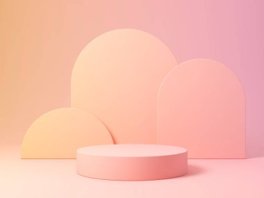 Arkaplan 3D sahne boş podyum, ürün görüntüleme en düşük biçim ve geometrik şekil nesne ile taklit edilir. 3d hazırlayıcı