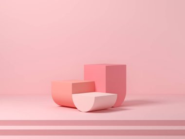 Arkaplan 3D sahne boş podyum, ürün görüntüleme en düşük biçim ve geometrik şekil nesne ile taklit edilir. 3d hazırlayıcı
