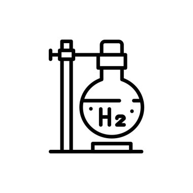 Chemical industry H2 color line icon. Hydrogen energy. Isolated vector element. Outline pictogram for web page, mobile app, promo