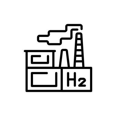 Factory production H2 color line icon. Hydrogen energy. Isolated vector element. Outline pictogram for web page, mobile app, promo