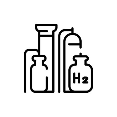 Depolama silindirleri H2 renk çizgisi simgesi. Hidrojen enerjisi. İzole vektör ögesi.