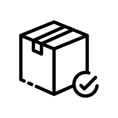 Onaylanmış kutu renk çizgisi simgesi. Paket doğrulama kavramı.