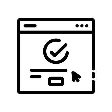 Onaylanmış web sitesi renk çizgisi simgesi. Başarılı kayıt kavramı. Anlaşma, onaylama unsuru. Web sayfasını imzala, mobil uygulama. Vektör izole nesne.