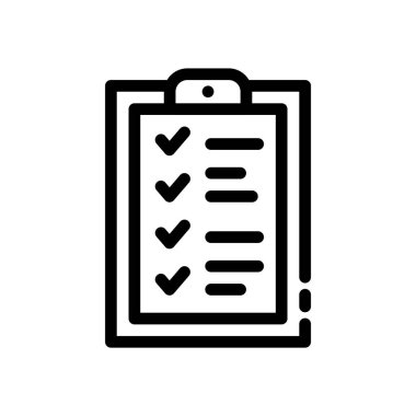 Onaylanmış onay listesi renk çizgisi simgesi. İşaretleme listesi, ofis organizasyonu brifingleri ya da anket kutusu konsepti. Web sayfasını imzala, mobil uygulama. Vektör izole nesne.