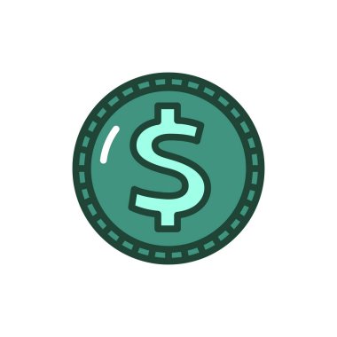 Coin line icon. Isolated vector element. 