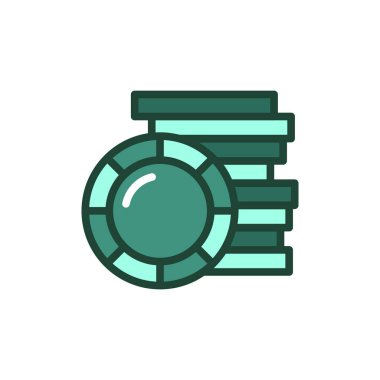 Poker chips line icon. Isolated vector element. 