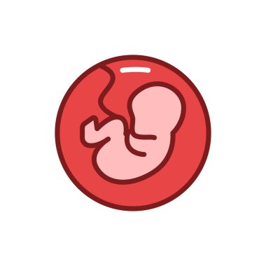 Gebelik evresi embriyosu uterus renk çizgisi simgesinde. Web sayfası için pictogram özeti.