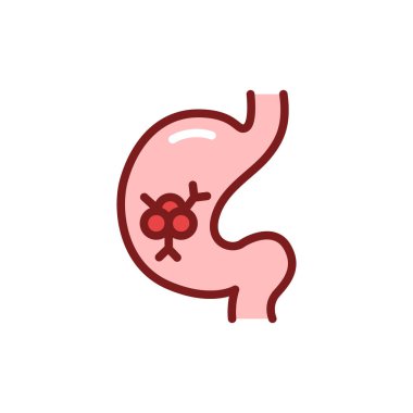 Mide kanseri çizgisi ikonu. İzole vektör ögesi.