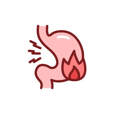 Mide ekşimesi çizgisi ikonu. İzole vektör ögesi.