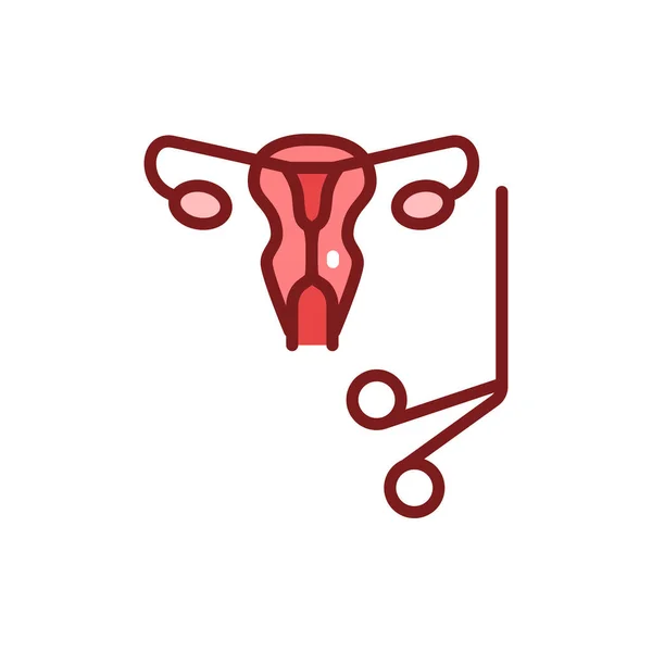 Biópsia cervical ícone de linha de cor. Esboço pictograma para página web. — Vetor de Stock