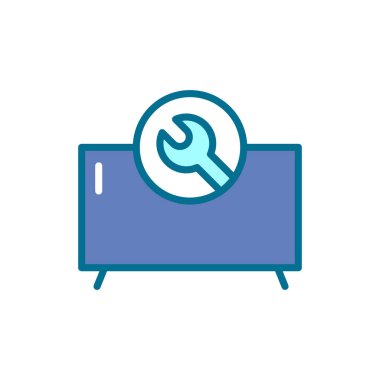 Televizyon renk çizgisi simgesini onar. Tamirci servisi. İzole vektör elementi. Web sayfası, mobil uygulama, tanıtım için resim çizelgesi