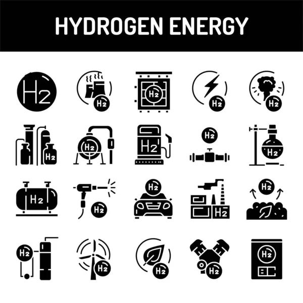 Serie Icone Linea Energia Idrogeno Elemento Vettore Isolato Elemento Vettore — Vettoriale Stock