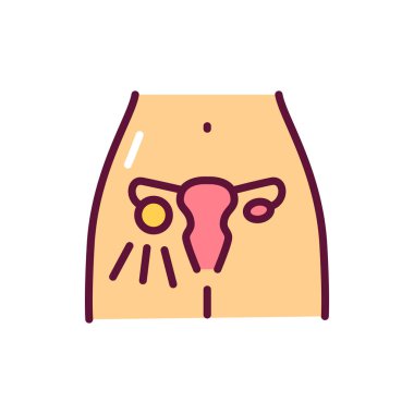 Polisistik yumurtalık sendromu çizgi ikonu. İzole vektör ögesi. 