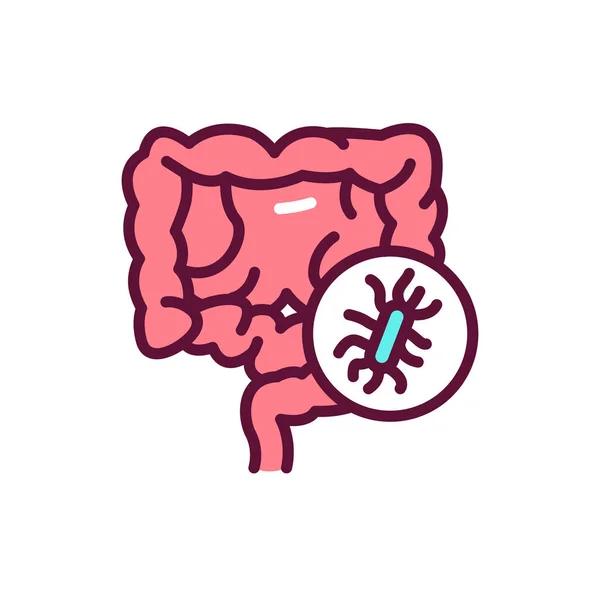 Icono Línea Bacterias Intestinales Elemento Vectorial Aislado — Vector de stock