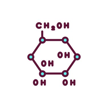 Glucose formula line icon. Isolated vector element.  clipart
