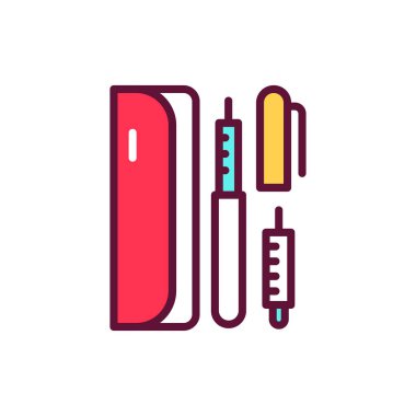 Şırınga kalem çizgisi simgesi. İzole vektör ögesi. 