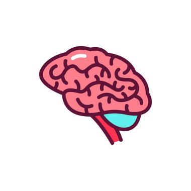 İnsan organı beyin çizgisi ikonu. İzole vektör ögesi. 