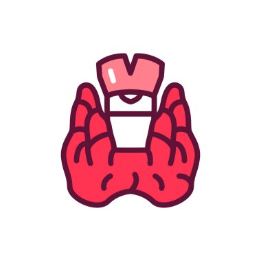 İnsan organları tiroit bezi çizgi simgesi. İzole vektör ögesi. 