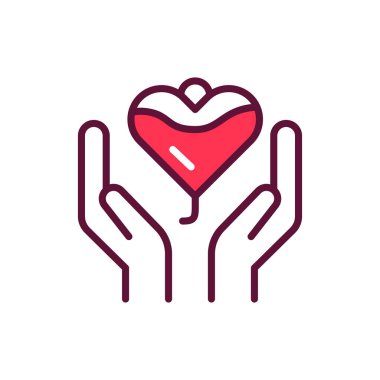 Kan bağışı günü renk çizgisi simgesi. İzole vektör elementi. Web sayfası, mobil uygulama, tanıtım için resim çizelgesi