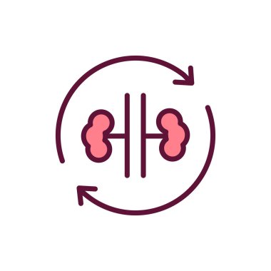 Böbrek nakli renk çizgisi simgesi. İzole vektör elementi. Web sayfası, mobil uygulama, tanıtım için resim çizelgesi