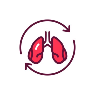 Akciğer nakli renk çizgisi simgesi. İzole vektör elementi. Web sayfası, mobil uygulama, tanıtım için resim çizelgesi