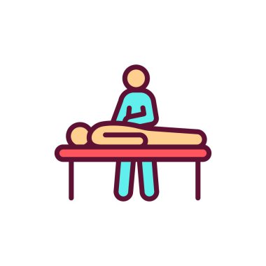 Masaj prosedürü renk simgesi. Fizyoterapi, akupunktur, rehabilitasyon. İzole vektör elementi. Web sayfası, mobil uygulama, tanıtım için resim çizelgesi