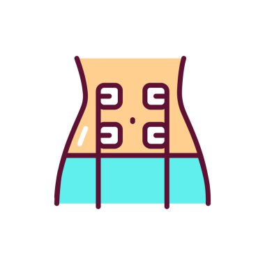 Myo uyarma masaj çizgisi renk simgesi. Fizyoterapi, akupunktur, rehabilitasyon. İzole vektör elementi. Web sayfası, mobil uygulama, tanıtım için resim çizelgesi