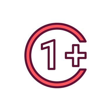 Yaş sınırı 1 çizgi renk simgesi. İzole vektör elementi. Web sayfası, mobil uygulama, tanıtım için resim çizelgesi