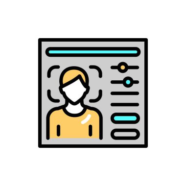 Veritabanı tanımlama renk çizgisi simgesi. Web sayfası için resim grafiği.