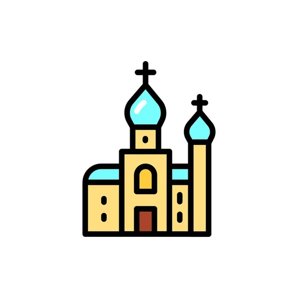 Icono Color Línea Construcción Iglesia Elemento Vectorial Aislado — Vector de stock