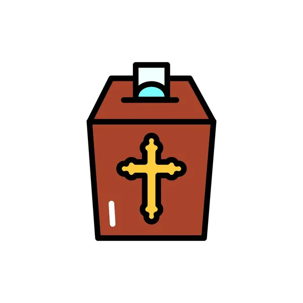 Icono Color Línea Donación Iglesia Elemento Vectorial Aislado — Archivo Imágenes Vectoriales