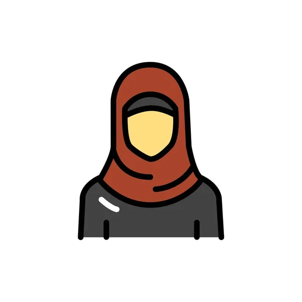 Mujer Árabe Hijab Amira Línea Icono Color Elemento Vectorial Aislado — Vector de stock