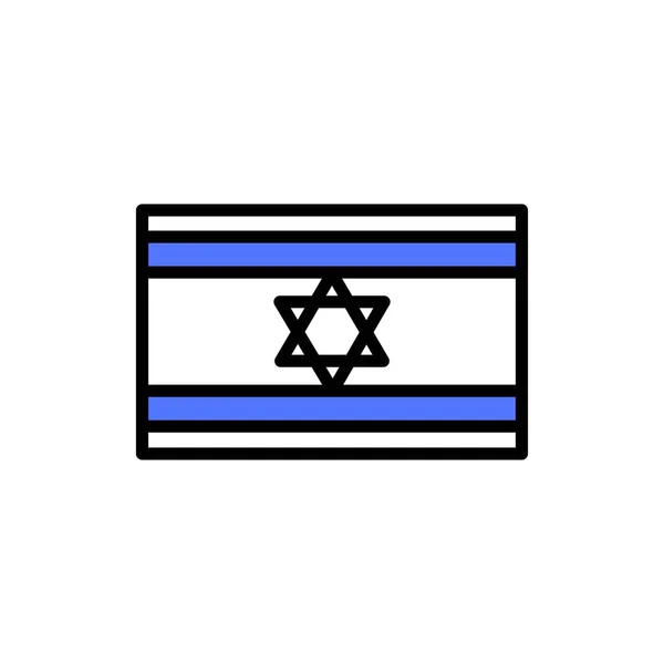 Flagga Israel Linje Färg Ikon Isolerat Vektorelement Disposition Piktogram För — Stock vektor