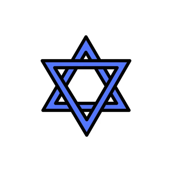 Icono Color Línea Estrella Judía Elemento Vectorial Aislado Esquema Pictograma — Archivo Imágenes Vectoriales