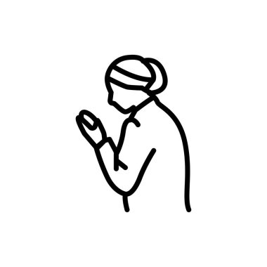 Yahudi kadın dua çizgisi renk ikonu. İzole vektör ögesi.