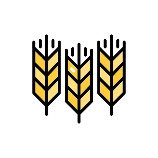 Wheat Ears Line Color Icon Isolated Vector Element Outline Pictogram — стоковый вектор