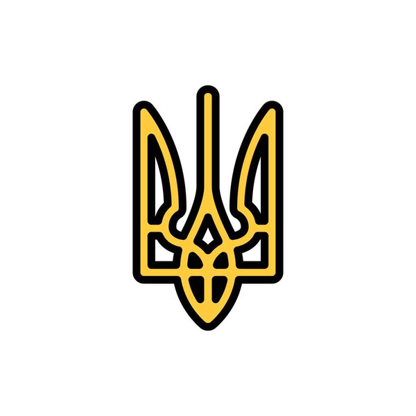 Ukrainian trident line color icon. Isolated vector element. Outline pictogram for web page, mobile app, promo