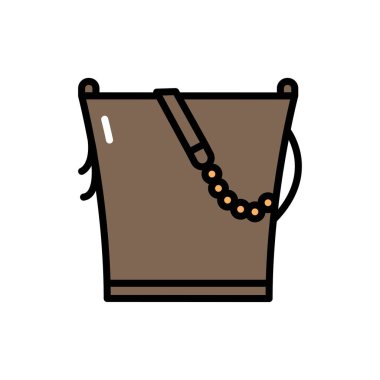 Kadın düz çanta çizgisi renk simgesi. İzole vektör ögesi. 