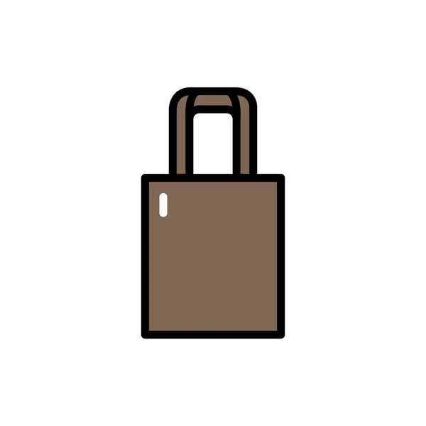 Shopper Textile Bag Line Color Icon Isolated Vector Element — стоковый вектор